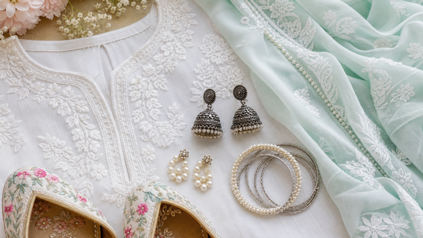 Chikankari Kurti Accessory Guide: Jewelry Ideas for White, Pastel, and Bright Kurtis