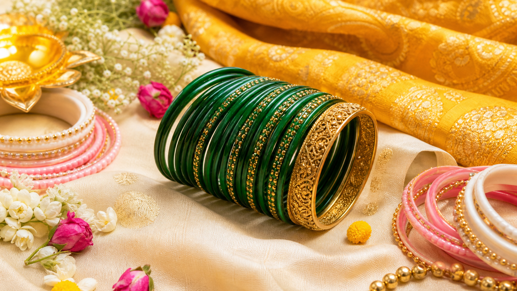 Green Glass Bangles Styling Guide: Saree, Kurti, and Mehendi Outfit Ideas