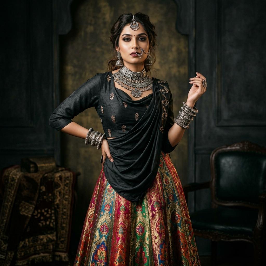 Styling Oxidized Silver Jewelry with Indo-Western Fusion Wear