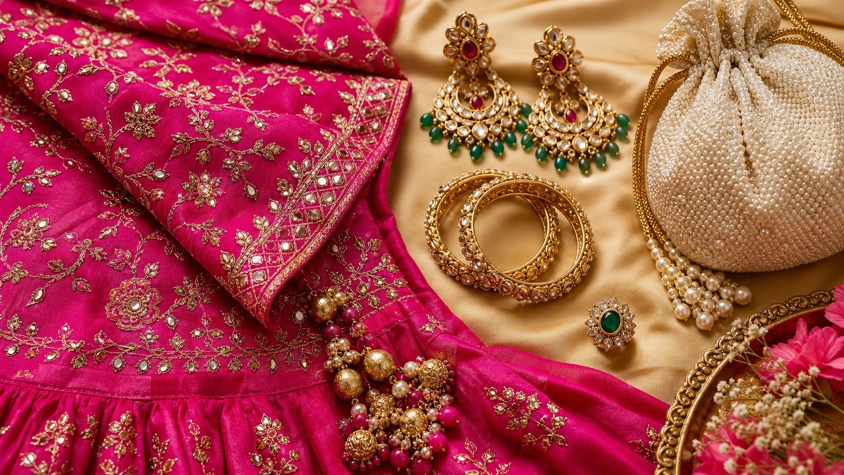 Rani Pink Lehenga Accessory Guide: Jewelry, Bangles, and Bags That Balance the Color